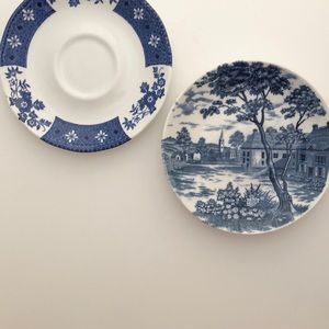 Cathay saucer & Holmar English Village Blue saucer